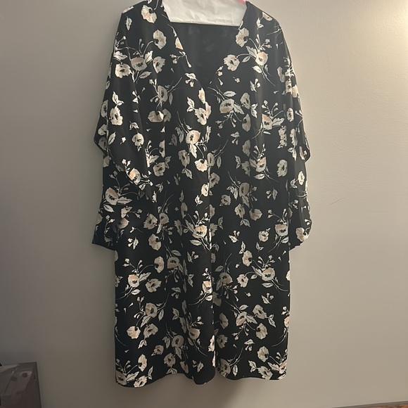 Ralph Lauren Black Floral O-line Dress-2x - Picture 6 of 7